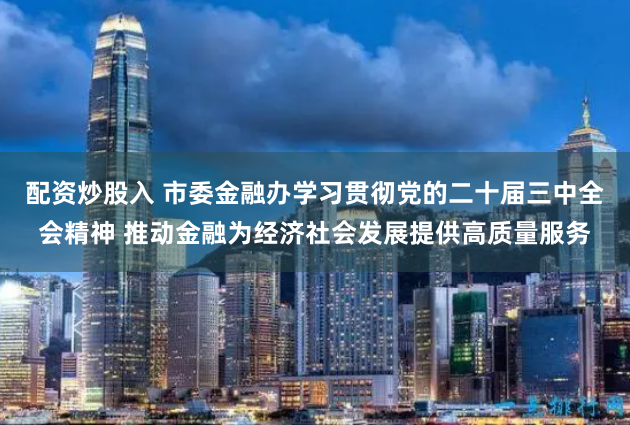 配资炒股入 市委金融办学习贯彻党的二十届三中全会精神 推动金融为经济社会发展提供高质量服务