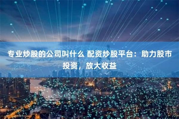专业炒股的公司叫什么 配资炒股平台：助力股市投资，放大收益